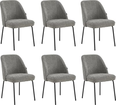Colenis® - Julia Eetkamerstoel - Set Van 6 - Grijs - Linnen Stof - Industrieel - Design