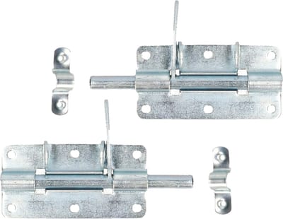 Deltafix schuifslot/hangslotgrendel - 2x - 10 x 5cm - verzinkt staal - deur - schutting - hek