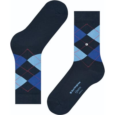 Burlington Queen gedessineerd katoen sokken dames blauw - maat 36-41