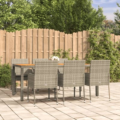 vidaXL - 7-delige - Tuinset - met - kussens - poly - rattan - grijs