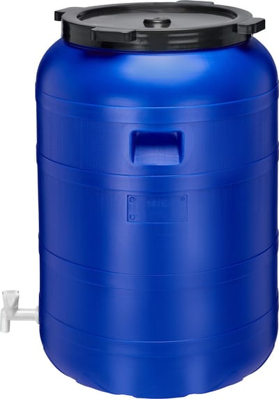 Garronda 200L Kunststof Trommel Met Deksel – Regenton met Kraan - Vat - HDPE - Voedselvat - Tuin Hobbock – Blauw - GD-STE-BarrelFR