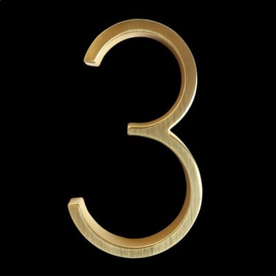 Huisnummer Goud 12,5 cm nr. 3 - Gouden Huisnummer - modern huisnummer 125 mm