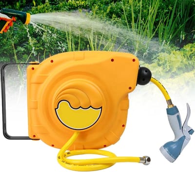 Slanghaspel - Slangenrek - Tuin Besproeien - Automatische Intrekfunctie - 14.1m - Grijs
