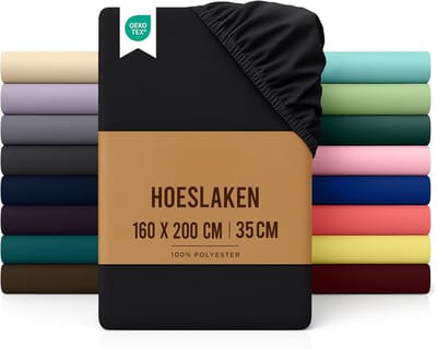 PromoHome Geborsteld Microvezel Hoeslaken 160x200 cm met 35 cm Diepe Zakken - Zacht, Elastisch, Krimp- en Vervagingsbestendig - Eenvoudig Onderhoud