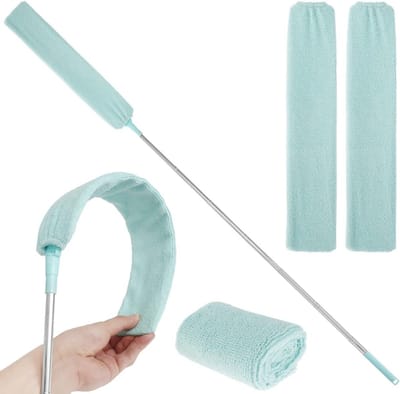 Telescopische Plumeau - Stofdoek Flexibel - Hoge Oppervlakken Reinigen - Wasbare Microvezel - 24-94 cm Verstelbaar - Lichtblauw