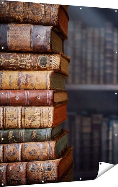 Gards Tuinposter Oude Historische Boeken - Retro - 120x160 cm - Tuindoek - Tuindecoratie - Wanddecoratie buiten - Tuinschilderij