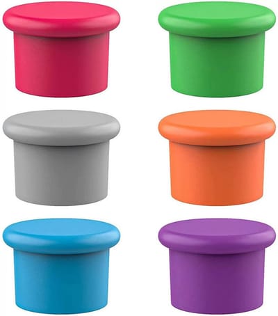 Silicone Wine Stoppers (6-Pack) - Universal Wine and Beer Bottle Stoppers - Easy to Clean and Reusable - Colorful Kitchen Accessories