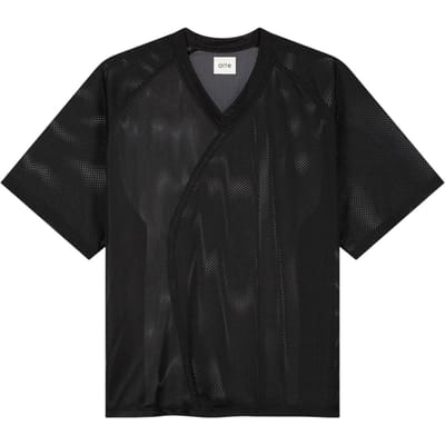 Arte Antwerp Multi Mesh korte mouw mesh t-shirt met V-hals - zwart