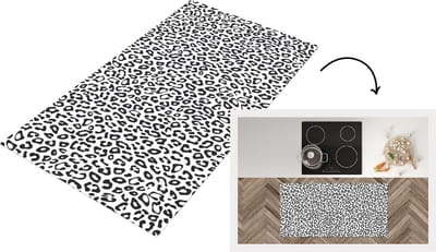 Keukenloper - Loper keuken - Design - Panterprint - Zwart - Wit - Patronen - 120x60 cm - Keukenloper vinyl