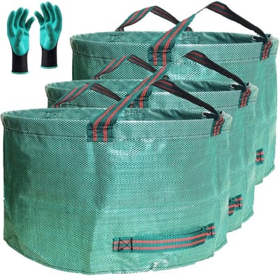 Tuinafvalzakken 3-pack - Grote Werfzakken - Tuinieren Opruimen - Zelfstaande Stabiliteit - 63 Gallon Capaciteit - Groen
