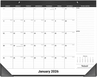 Academische bureaubladkalender 2024-2025 met maandplanner en gelinieerde blokken