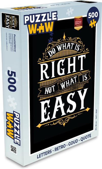 Puzzel Letters - Retro - Goud - Quote - Legpuzzel - Puzzel 500 stukjes