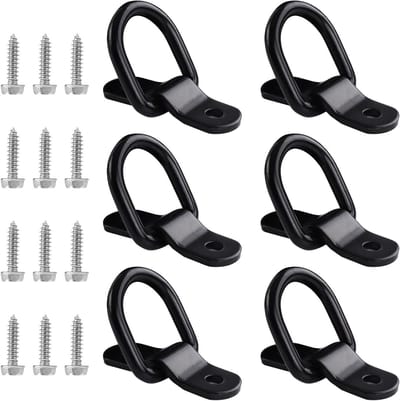 Zwarte D-Ring Lashing Eyes - 6 Stuks voor Zware Lading - Bevestigingsogen voor Aanhangers, Auto's en Vrachtwagens - Ideaal voor Vervoer en Cargo Bescherming - Tot 400kg Belastbaarheid