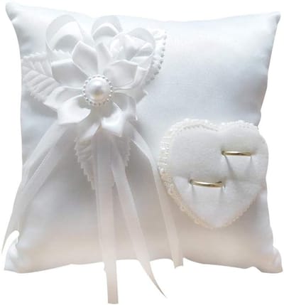 LISM-Trouwringkussen, ringkussenhoes, landelijke bruiloft, witte romantiek, roze ringdoos, roze hartvormig cadeau, trouwringkussen 20×20cm