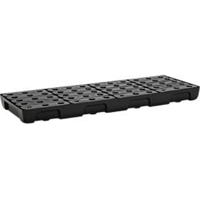 Lekbak voor kleine bakken CEMO 13/5, inhoud 36 l, voor rekafmetingen 1300 x 500 mm, met rooster, met goedkeuring, stapelbaar, polyetheen, zwart