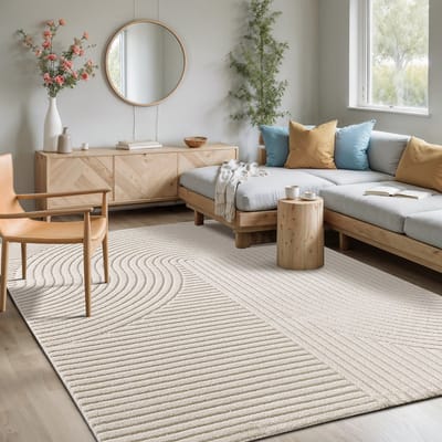 Mia's Teppiche Atlas – modern vloerkleed met 3D structuur & hoog-laag effect, zacht en stijlvol, crème, 80 x 150 cm