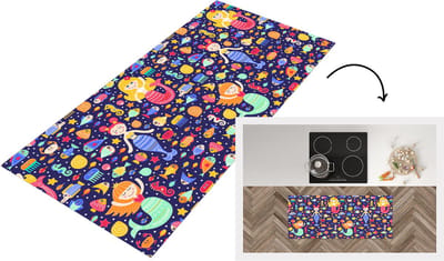 Keukenloper - Loper keuken - Zeemeermin - Vissen - Patronen - 120x50 cm - Keukenloper vinyl