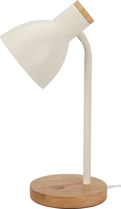 Home & Styling Tafellamp/bureaulampje Design Light - hout/metaal - wit - H36 cm - Leeslamp