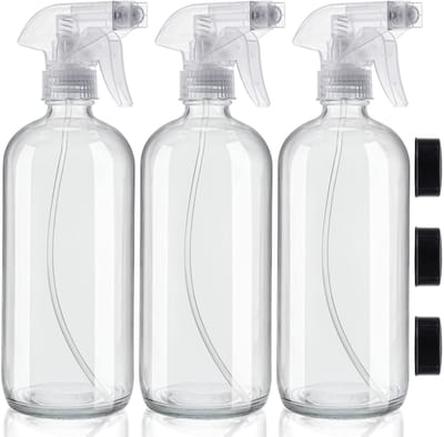 Dailygoody - Lege spuitflessen - Hervulbare glazen flessen - Duurzaam 3-pack - 500 ml - Voor schoonmaak, aromatherapie, essentiële oliën - Transparant