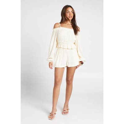 boohoo Dames Gestructureerde Strandshort | Ecru | Maat: 40