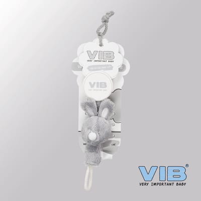 VIB® - Speenkoord Konijn - Grijs - Babykleertjes - fopspenen - fopspeen - Rammelaars - baby cadeau - zwangerschap aankondiging