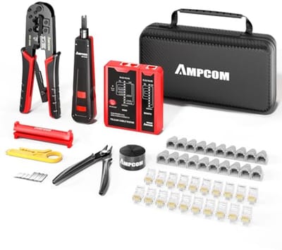 10-in-1 Ethernet Krimpgereedschapset met RJ45/RJ11 Tester en Draadstripper voor Cat6/Cat5e Connectoren