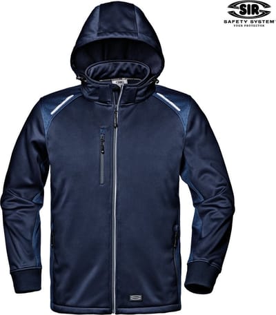 SIR SAFETY NAVIGATOR Softshell Werkjas HEREN Veiligheidsjas Marineblauw - Winddicht - Afneembare Capuchon - Microfleece Voering