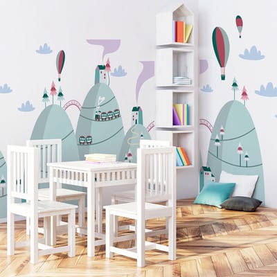 Scandinavische bergstickers met spectaculaire heteluchtballonnen, 100 x 150 cm