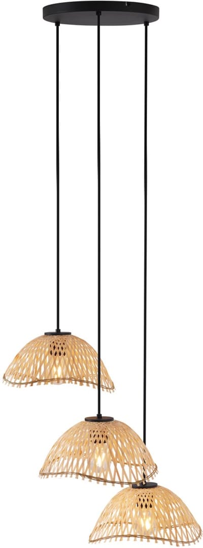 QAZQA lily - Bohemian Hanglamp - 3 lichts - Ø 57 cm - Naturel - Woonkamer | Slaapkamer | Keuken