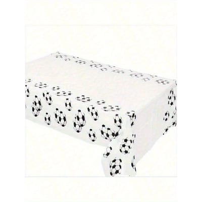1 stuk Zwart-Wit Voetbalprint Plastic Tafelkleed, Waterdicht & Geschikt Voor Voetbal Thema Verjaardagsfeest, Familiebijeenkomst, Decoratie 1pc white