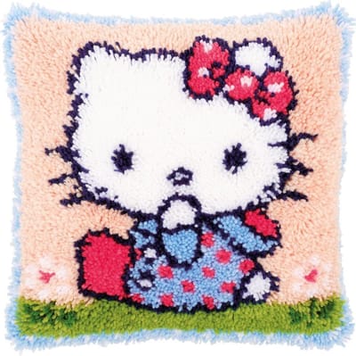 Vervaco - Knoopkussen kit - Hello Kitty op het gras - PN-0156306 - Borduren - Borduurpakket - Borduurpakket volwassenen - Borduurpakket kind