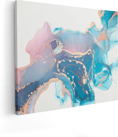 Artaza Canvas Schilderij Abstract Goud - 50x40 cm - Muurdecoratie Woonkamer - Wanddecoratie Marmer - Kamer Accessoires