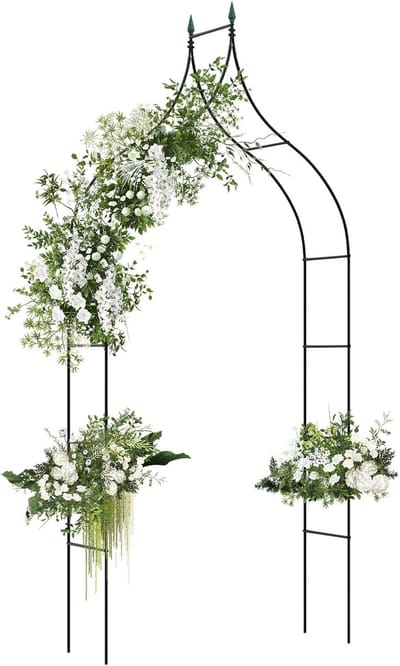 KOMFOTTEU Rozenboog - Tuinboog - Bloemenboog - metaal - voor klimplanten - voor tuin en bruiloft - 125 x 39 x 287 cm