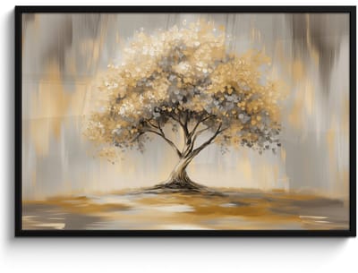 Poster in lijst - Fotolijst 120x80 cm - Posters - Schilderij - Boom - Abstract - Bladeren - Posterlijst zwart - Decoratie - Wanddecoratie woonkamer - Muurdecoratie slaapkamer