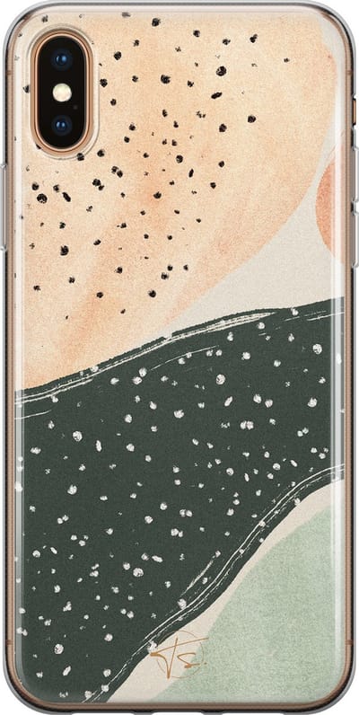 Hoesje geschikt voor iPhone Xs - Abstract peach - Soft Case - TPU - Print - Multi - Mooie Telefoonhoesjes