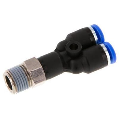 4mm x R1/8'' Y-koppeling Messing/PA 66 Insteekfitting Buitendraad Draaibaar NBR [2 Stuks]