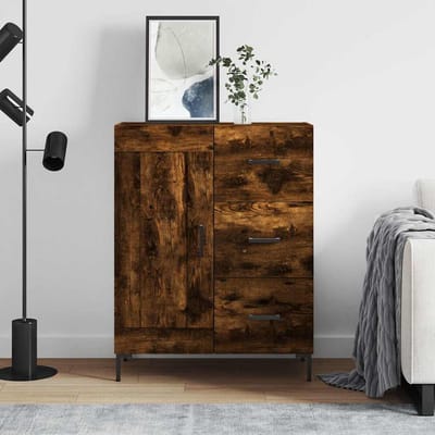 vidaXL - Dressoir - 69,5x34x90 - cm - bewerkt - hout - gerookt - eikenkleurig