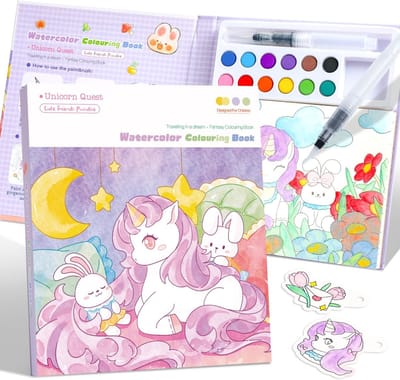BOTC Waterverf Kleurboek voor Kinderen - Paint with Water Knutselboek - Inclusief Penseel - Creatief Speelgoed 3+ Jaar - Unicorn