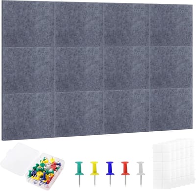 Ynkkvre - Vilten Prikbord Set - 90x60 cm - 6 Stuks 30x30 cm - Zelfklevend - Voor Kantoor en Keuken