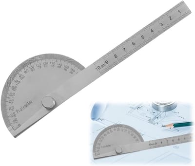 Gradenboog, 0-180 graden metalen gradenboog met instelbare borgschroef, universele roestvrijstalen gradenboog met liniaalschaal, voor timmerman, school, markering, tekenen, schilderen