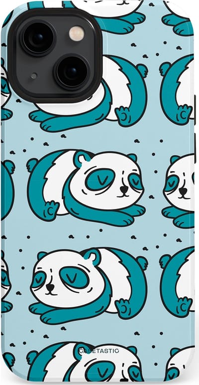 Casetastic hoesje geschikt voor Apple iPhone 13 mini - MagSafe - Dubbellaagse bescherming - Panda dromen - Fashion Case - Lichtgrijs Petrol Wit