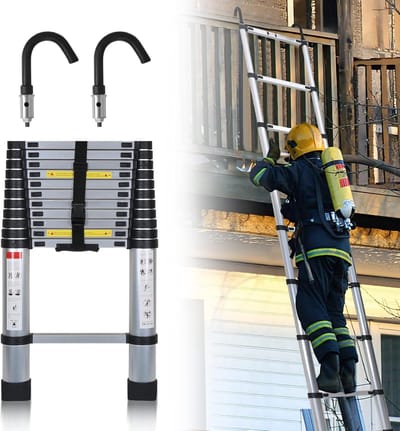 Telescopische Ladder - Uitschuifbare Ladder - Veelzijdig Gebruik - Met Haak En Gids - 2.6 Meter - Aluminium