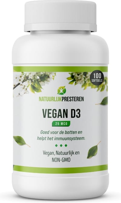 Vegan Vitamine D3 - 25 mcg - Cholecalciferol uit Algen - Duurzaam - 90 capsules