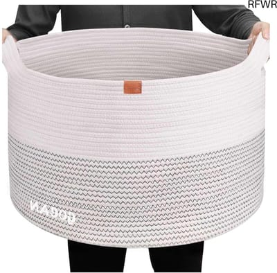 RFWR® Grote Touw Handdoek Opslag Wasmand 56x56x35 cm met Handgrepen