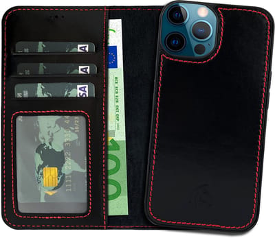 Pulledro geschikt voor iPhone 14 Pro lederen Uitneembare BookCase hoesje - Rustic Black