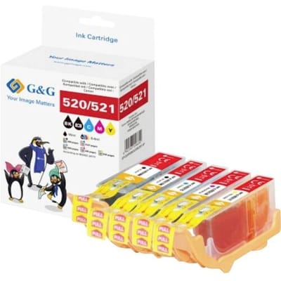 G&G Inktcartridge Compatibel Zwart, Zwart, Cyaan, Magenta, Geel NP5-C-0520BK GP-C520PGBK/521BKCMY-5P