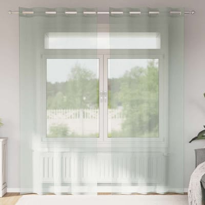 vidaXL - Gordijnen - voile - met - doorvoertules - 2 - st - 140x225 - cm - lichtgrijs