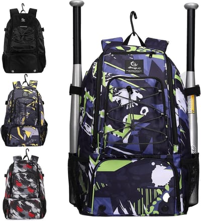Sports Baseball & Softbal Bat Bag voor jeugdvolwassenen, honkbaluitrusting rugzak tas met schoenenvak, hek haak, houdt vleermuis, helm, handschoen