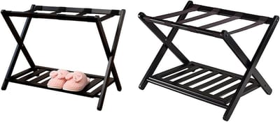 Bagagerek - Kofferhouder - Bagage Organiseren - Opvouwbaar Met Rugleuning - 68 x 40 x 58 cm - Houtkleur
