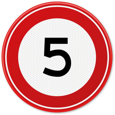 Verkeersbord Maximum snelheid 5km - A01-5 - Weerbestendig Aluminium - Ø60 cm - Bevestiging: Zonder bevestiging (alleen het bord)